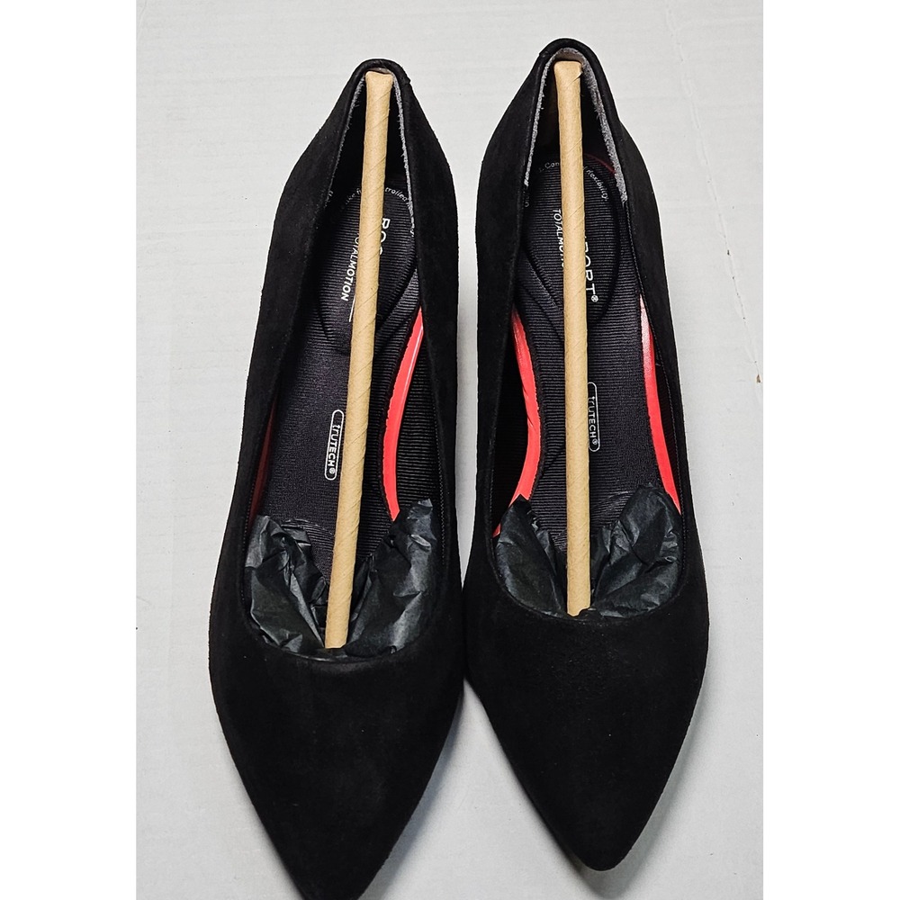 Rockport Total Motion Kalila Pump H79559 Black Suede Pointed Toe Heels Women 5M